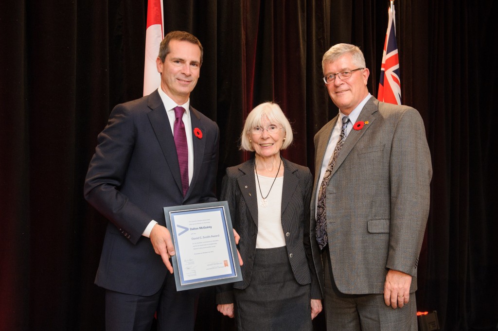 Dalton McGuinty holds the David C. Smith Award